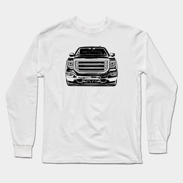 Sierra 1500 SLT Sketch Art Long Sleeve T-Shirt by DemangDesign